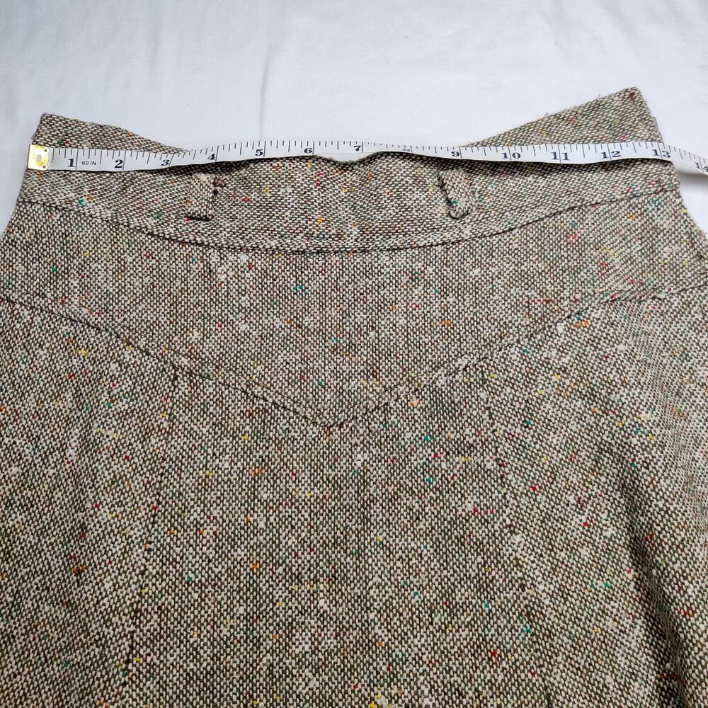 Vtg French Donegal Wool Blend Tweed A-line Flouncy Midi Skirt Small Academia 70s - Picture 11 of 12